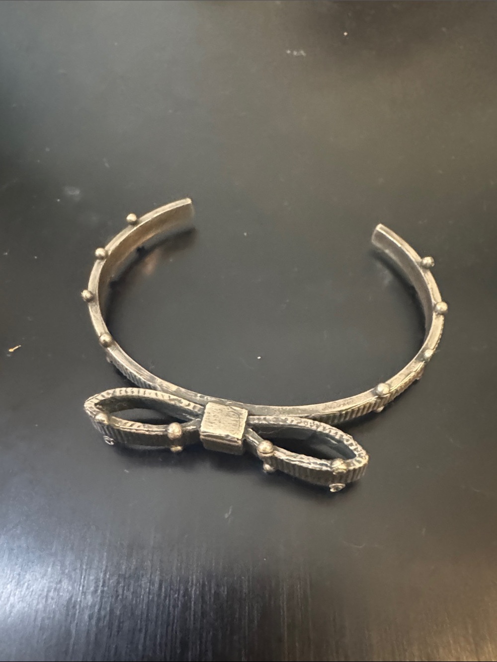 Textured Silver Bow Cuff Bracelet for Women